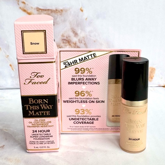 Too Faced Born This Way Matte 5ml Oil-Free Waterproof 24H Mini Foundation - Snow - Picture 1 of 3